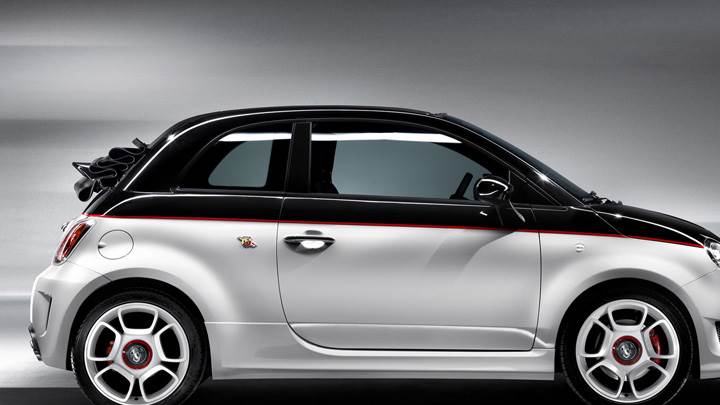 Side Pose Of 2010 Abarth 500C In Black N White